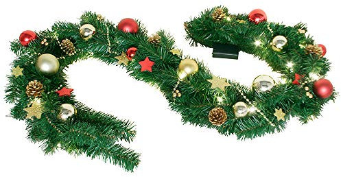 etc-shop LED Weihnachts Tannen Girlande Deko Flur Lichter Kette Tür Bogen Zapfen Kugeln