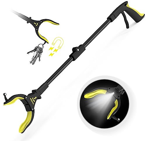 Kekoy Pinza per Anziani, 82 cm Pieghevole, con Luce, Strumento di Presa Lunga con Punte magnetiche per la Raccolta dei rifiuti