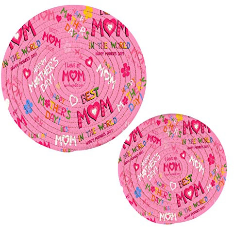 Küchen-Topflappen-Set, 2-teilig, Happy Mother's Day, Baumwollfaden, Untersetzer-Set, stilvolle Untersetzer für heiße Gerichte, Töpfe, Schüssel, Kaffee, heiße Topflappen, beste Mama Ever I Love You Mom