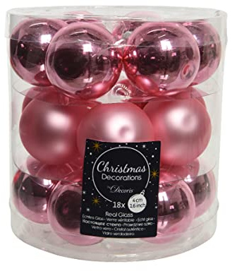 Weihnachtskugeln Glas 4cm x 18 Stück kleine Christbaumkugeln rosa Lippenstiftrosa