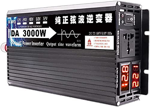 3000W 4000W 5000W 6000W 8000W Watt Onduleur à onde sinusoïdale pure 12V 24V 48V 60V à 220V 230V 240V Convertisseur de puissance pour camping-car, camion, bateau, camping, ménage, van (48Vto220V, 8