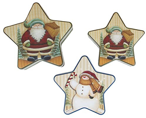 Alsino Keksdose Weihnachten 3er Pack Aufbewahrungsbox Stern Blech mit Deckel Weihnachtlich Gebäckdose - Plätzchendose Weihnachtsdose