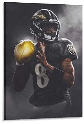 XINGSHANG American Football Star Lamar Jackson Art Poster Wandkunst Gemälde Leinwanddrucke Dekor Poster Kunstwerke 60 x 90 cm
