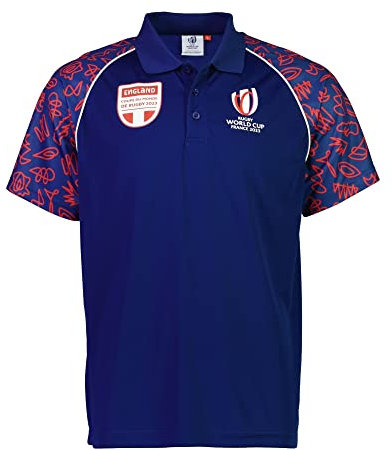 Rugby World Cup 2023 Men's England Rugby Polo Shirt (as8, Alpha, x_l, Regular, Regular) Navy