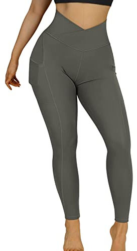 ADMAY Yoga Hosen Trainingshose Sport Leggins Frauen 2023 Frauen Kreuz Taille Arsch Lift Leggings Mit Taschen Hohe Taille Yoga Hosen Radhose, grau, S