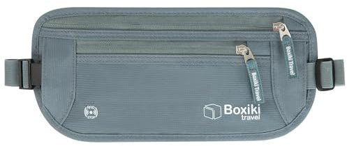 Cintura Portasoldi da Viaggio con Tecnologia Anti-RFID - Marsupio Nascosto per Contanti, Carte di Credito e Passaporto - Sicuro e Resistente all'Acqua - Adatto a Uomini e Donne - Colore Grigio
