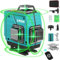 Livello Laser Autolivellante 40M, Kiprim 4x360° Verde a Croce, Modalità Impulso, Orizzontale e Verticale 16 Linee, IP54 Impermeabile con Batteria Ricaricabile