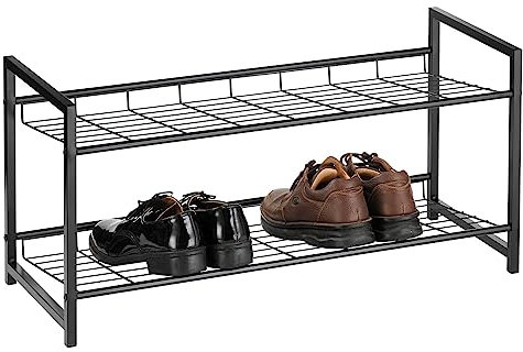 CARO-Möbel Schuhregal Ordo mit 2 Böden, praktischer Schuhständer Schuhablage aus Metall schwarz lackiert