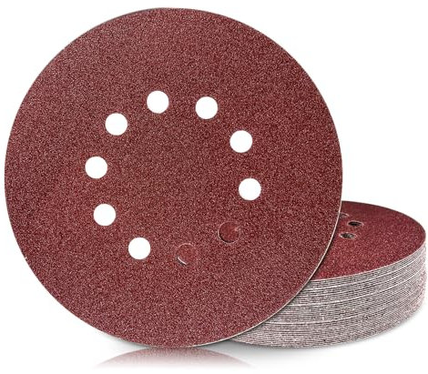 GEOGIEEW 50Stk 225mm Schleifpapier Klett, 40/60/80/120/240 Körnung 10 Loch, are Suitable for Langhalsschleifer, Trockenbauschleifer, and Giraffen Sanders