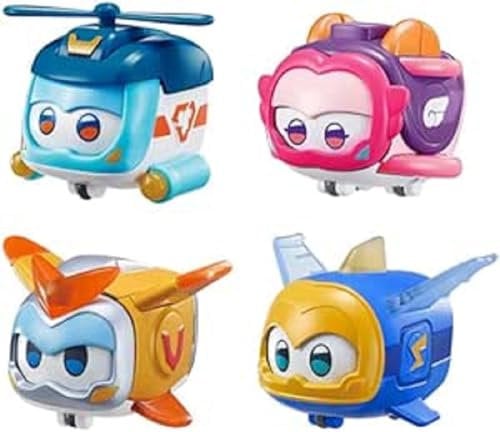 Super Wings EU770491 - Super Pets im 4er Pack, ca. 4,3 cm große Super Haustiere mit wechselbaren Gesichtsausdrücken und Lichteffekten, für Kinder ab 3 Jahren