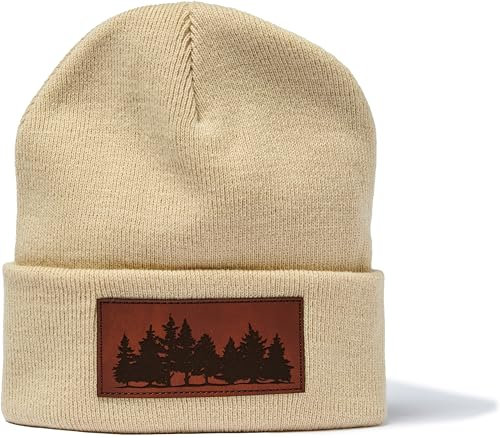 minifan Outdoor Strickmütze Herren & Damen : Woodland - Geschenk für Natur-Freund - Beanie Männer Frauen Mütze Wintermütze Wald Natur Klettern Holz Klima Outdoor Wandern (Sand)
