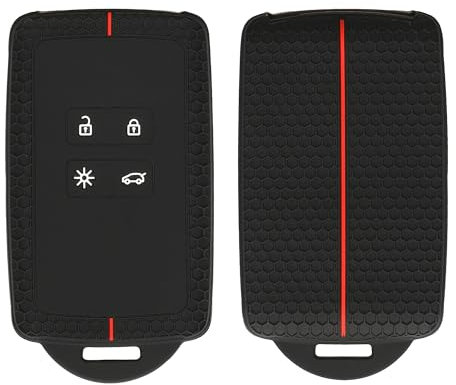 kwmobile Silikon Autoschlüssel Schutzhülle kompatibel mit Renault 4-Tasten Smartkey Autoschlüssel (nur Keyless Go) Hülle - Wabendesign Schlüsselhülle - Schwarz Rot