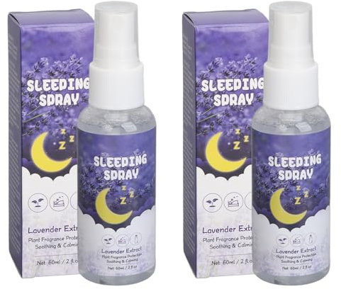 Lavendel Aromatisches Spray, Lavendel Kissenspray Für Den Schlaf, 2 Stück 60 ml Lavendel Spray zur Beruhigung des Schlafs reduziert Angstzustände lindert Schlaflosigkeit Schlafhilfe Nebelspray