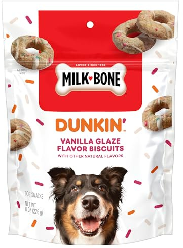 Milk-Bone Dunkin’ Vanilla Glaze Flavor Dog Biscuits with Other Natural Flavors, 8 Oz. Bag