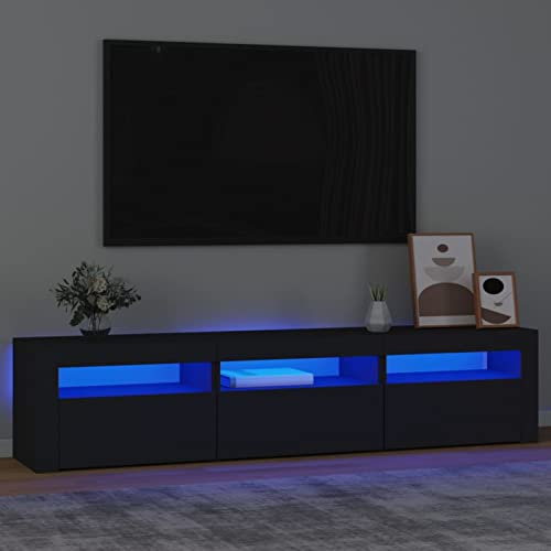 CIADAZ TV-Schrank mit Schwarz 180x35x40 cm, TV Lowboard, Fernsehschrank, Fernsehtisch, Fernseher Schrank, TV Sideboard, TV Board, TV Cabinet, TV Bank, TV Kommode - 3152755