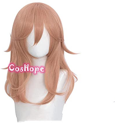LINLINCD Anime Cosplay Wig Chainsaw Man Cosplay Angel Devil 50 cm Long Wig Christmas Orange Brown Wig Cosplay Anime Wigs Heat Resistant Synthetic Wigs