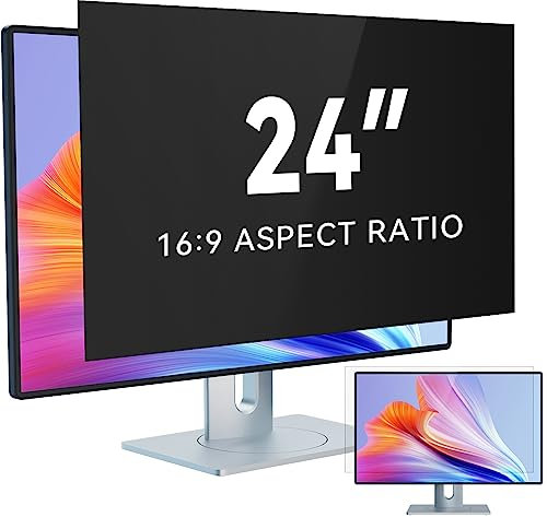IPROKKO 2 Stück 24 Zoll Computer Sichtschutzfolie for 16:9 Monitor, Abnehmbarer Sichtschutz Anti Blaulicht Blendschutz Blickschutzfolie Displayschutz Blickschutzfilter für 24 zoll Hp Dell Acer Lenovo