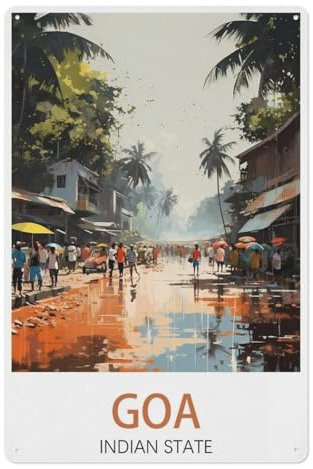 Goa, indischer Bundesstaat，Metall-Poster, Vintage-Kunst, Wand-Blechschild für Café, Bar, Kneipe, Zuhause(15x30cm 6x12 inch-U31