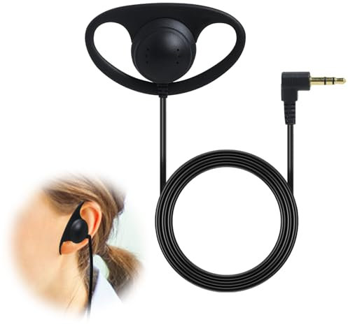 talNite 3.5mm Single Earbud Stereo-to-Mono Wired Earhook Earphone for Simultaneous Interpretation, Conference System, and Tour Guide, Comfortable Adjustable Ear Hook Design Gold-Plated Plug