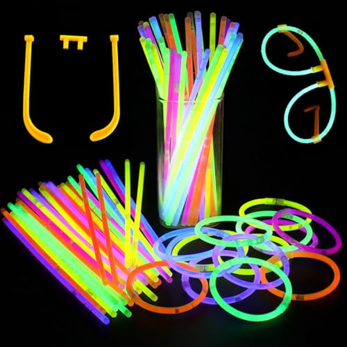 WeddHuis 70 Piezas Barras Luminosas, Neon Kits Crear Collares, Boda Cumpleaños Decoracion Regalo Adultos, 70 Conectores barra de luz Party Set, 7 Colores,Kit oftalmológico de cortesía carnaval