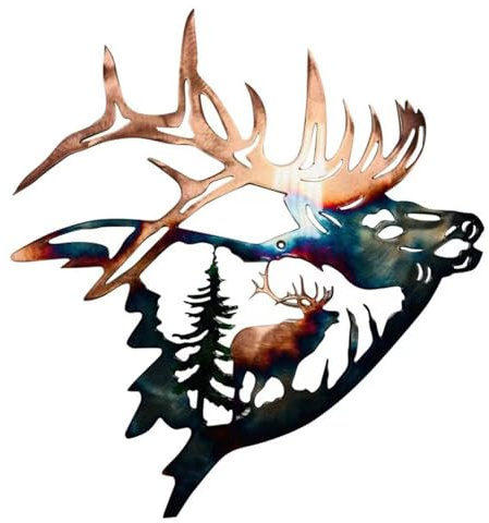 Stgbcst Metall-Wandkunst Wand-Silhouette Wall Decoration Decoration Deer Head Skulptur Wanddekoration für Wohnzimmer Schlafzimmer Büro, Zuhause, Einweihungsparty Dekoration Geschenk (38x40cm)