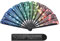 PATIKIL 13 Glitter Clack Rave Fan with Holster, Large Holder Folding Hand Fan Holder Handheld Fan for Women Edm Festival Club Party Dance, Fluorescent