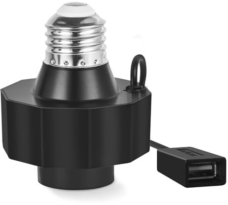 Light Socket Outlet Adapter for Outdoor Security Cameras, Compatible with Wyze Cam Pan v3, Blink Mini, LED Strip Lights, Works with Smart Bulbs, 5V 1.5A