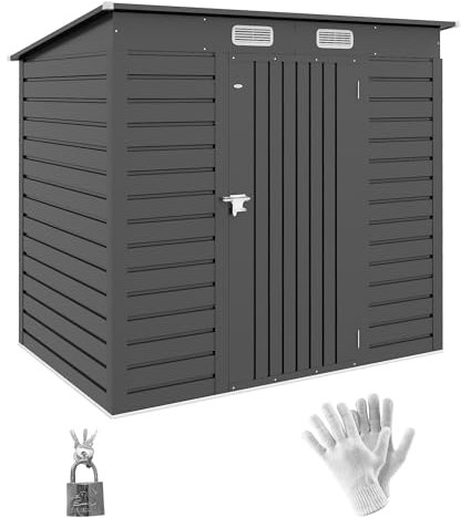 Outsunny Abri de Jardin en métal 2,5 m² cabane de Jardin 191 x 130 x 183 cm cabanon Rangement Outils avec Gants Inclus, Porte verrouillable et 2 aérations - Gris