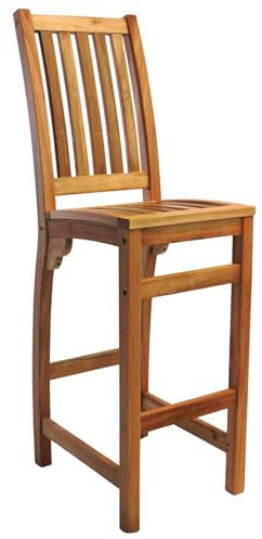 BrackenStyle Melton Barstuhl aus Holz mit Rückenlehne, transparente Oberfläche | Hartholz-Sitz, für den Außenbereich, kommerzieller Standard