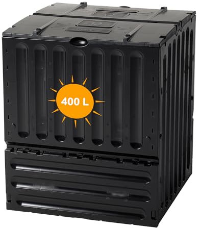 Yoursol Eco-King Komposter für den Garten, 400 L, Schnellkomposter Kunststoff anthrazit, Composter Garten, Kompostierer Garten, Kompostierung & Gartenabfall