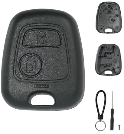 SUPALAN Carcasa de Llave Compatible con Citroën C1 C2 C3 C4 C5 para Peugeot 106 107 206 207 208 307 407 80 Mando a Distancia Funda de Coche 2 Boutons Sin Llave de Hoja.