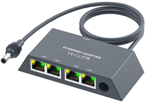 Starlink Gen3/Mini Ethernet Adapter with 4 RJ45 Ports,Multi Ports Starlink Ethernet Adapter with Wired External Network for Other Devices and Network Cable[4 Devices Networked Simultaneously]