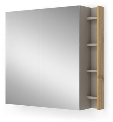 Vicco Badspiegelschrank Edelin, Cashmere, 80 x 75 cm | mit Regalen, zur Wandmontage mit integrierter Spiegelfläche
