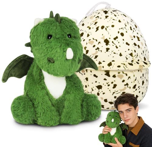Mineup Plüsch Dinosaurier, Dinosaurier Im Ei Stofftier Plüschtier, Kuscheltier Plüsch Dinosaurier Und Eierkissen, Kuscheltier Dino Baby im Ei Weich, Dino Ei Ohnezahn Kuscheltier Ostern Geschenk