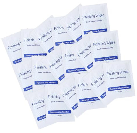MALUGOGO Lingette Epilation Huile Post Epilation Cire Visage Corps 50 Wipes | Solvant cire epilation efficace, lingettes apaisantes douces, pour soin visage bikini et corps, 50 lingettes individuelles