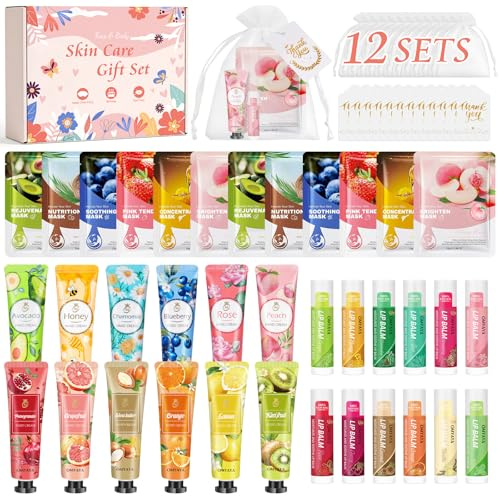 60PCS Coffret Cadeau Femme – Set Hydratant avec Masque,Crème & Baume Lèvres