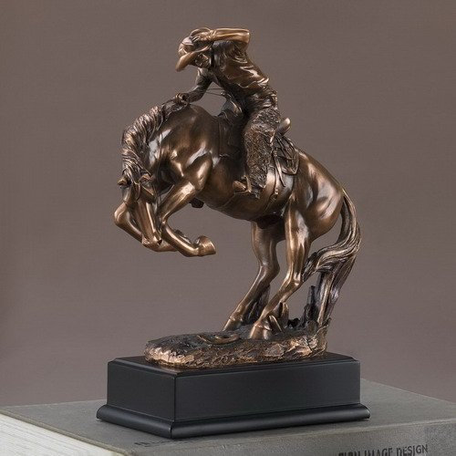 BullMarketGifts Bronze Cowboy auf Pferd Skulptur - Western, Traditionell, Bronze-Finish, 16,5 cm hoch x 10,2 cm breit