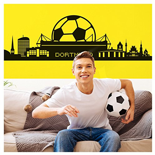 Wandora Wandtattoo Dortmund Skyline I gelb (BxH) 165 x 47 cm I Fußball Fan Stadt Verein Flur Wohnzimmer Sticker Aufkleber Wandaufkleber Wandsticker G083
