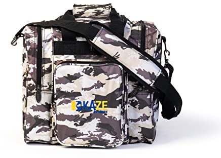 KAZE SPORTS Deluxe Bowlingtasche für Einzelball – Tragetasche mit Zwei Seitentaschen (Weiß Camo)