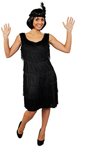 I LOVE FANCY DRESS LTD ILFD4610S Ladies Deluxe Flapper Dress with Matching Headpiece, Black, Small