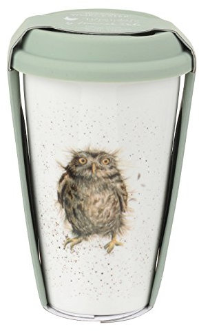 Wrendale WNKD78753-XW Travel Mug (Owl), Porcelain Multi Coloured, 9.5 x 9.5 x 15 cm