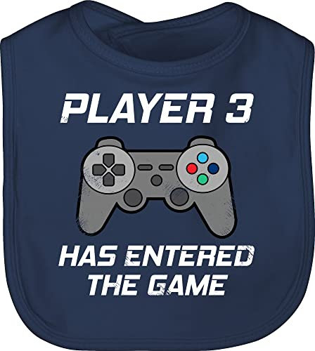 Baby Lätzchen - Zur Geburt - Player 3 has entered the game I Zocker Schwangerschaft verkünden Gamer - Unisize - Navy Blau - babygeschenke geschenke für babys born nerd schlabberlatz