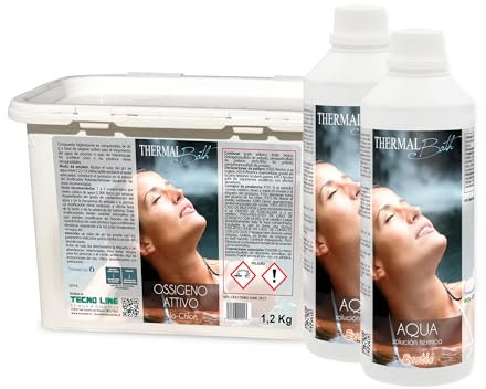 Thermal Bath Set Ossigeno Attivo 1,2 KG + Aqua Exotic 2 LT (1+1 pz), Ossigeno Attivo in Pastiglie da 20 gr e Acqua Termale al Profumo Tropicale, Ideale per Piscina e Idromassaggio