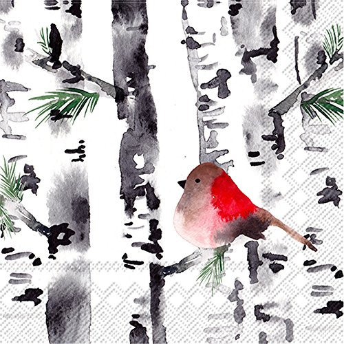 Boston International L802700 IHR 3-lagig Papierservietten, Papier, Vogel in Birke