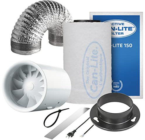 NICEGROW.de Set di aria di scarico, ventilazione 100 mm, ventola Quietline, 100 cbm/h, AKF 150 cbm/h Grow