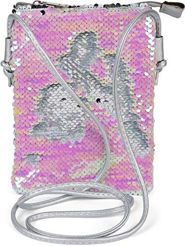 styleBREAKER Mini Bag Umhängetasche mit Wende-Pailletten, Schultertasche, Handtasche, Tasche, Damen 02012240, Farbe:Silber/Perlmutt