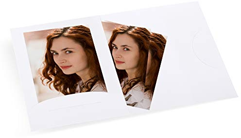 Marthiesens® 100 Stück Pass- und Bewerbungsbild-Kombimappe mit zwei Einsteckschlitzen und einer Fototasche Bilder im Format 4,5 x 6 cm und 7 x 10 cm (ohne Passepartout) Leinen weiß