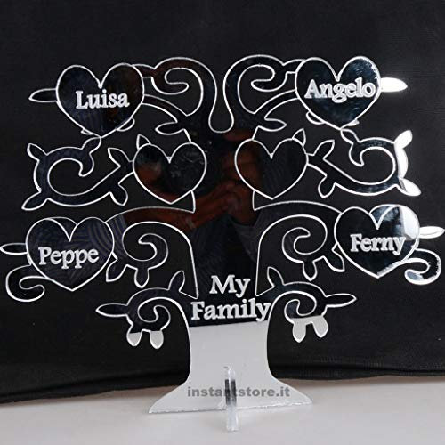 Albero della vita portafortuna personalizzato con nomi frasi in plexiglass specchiato