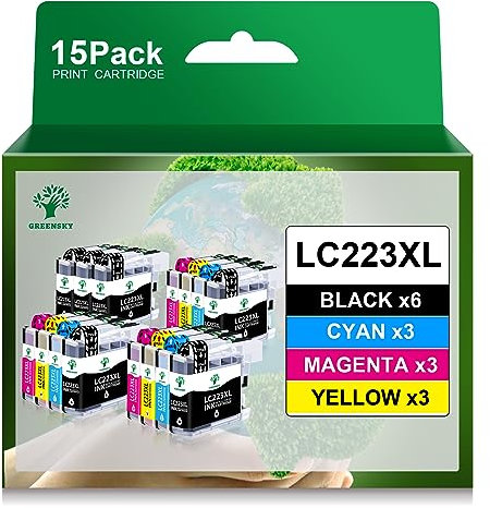 GREENSKY LC223 Patronen Kompatibel für LC223 Druckerpatronen Brother für Brother MFC J5320DW Patronen für DCP-J4120DW MFC-J4420DW MFC-J480DW DCP-J562DW MFC-J4620DW MFC-J4625DW MFC-J680DW (15 Pack)