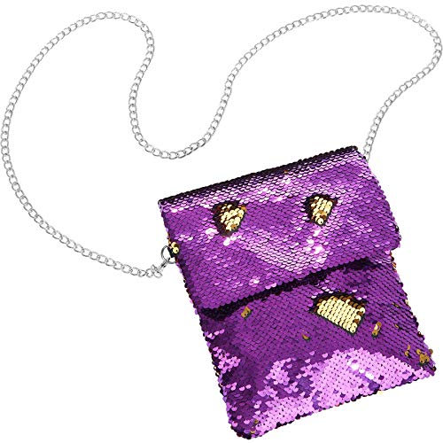dressforfun 900654 Pailletten Handtasche, Damen Glitzer Party Umhängetasche mit Wendepailletten - diverse Farben - (Lila | Nr. 303291)